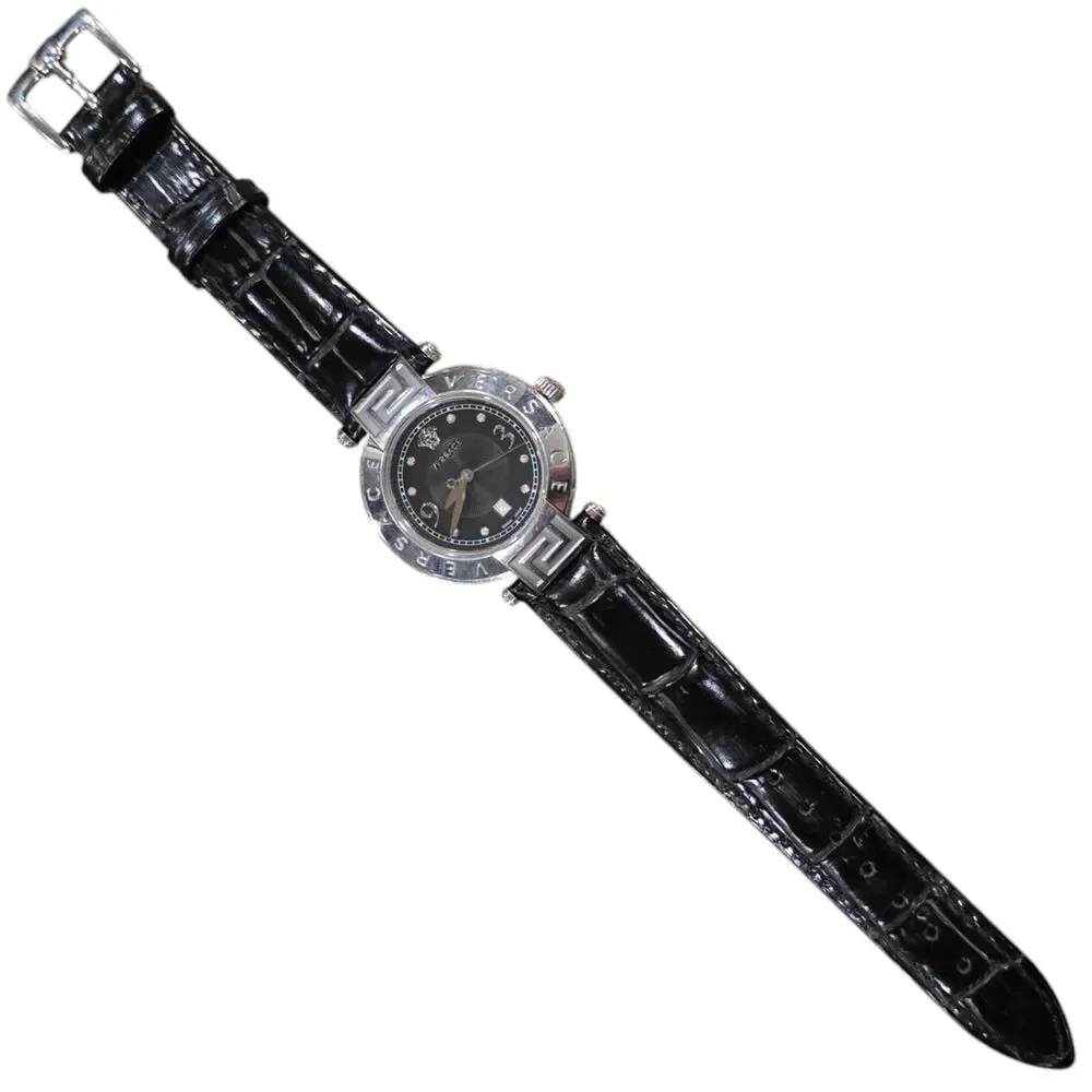 Versace Reve 68Q Women's Watch Stainless Steel Black Dial Diamonds Swiss Made